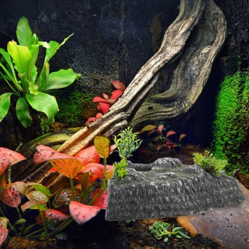DOITOOL Turtle Basking Platform and Climbing Ramp with Realistic Rock Sculpture, Floating Turtle Resting Habitat Decoration for Aquarium Fish Tank and Reptile Climbing Accessory