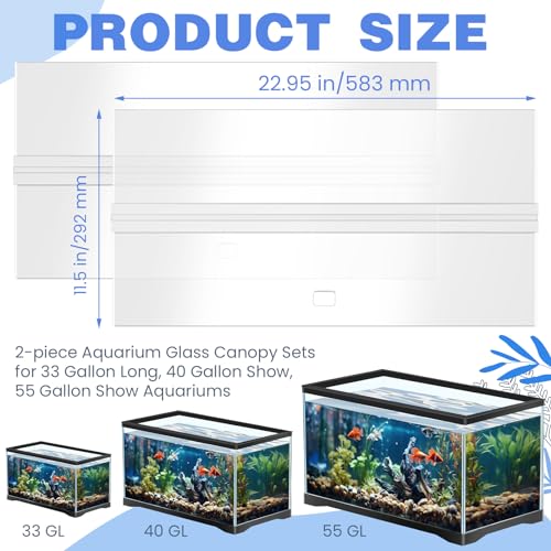 Juexica Aquarium Lids Acrylic Canopy 2 Pieces Set 22.95 x 11.5 x 0.28 Inch for 33/40/55 Gallon with Center Brace Aquariums Cover Fish Tank Lid with a Hook Knife, Clear - size: 48" Long X 13" Wide