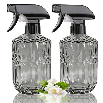 Glass Handheld Spray Bottle, 15oz Refillable Water Bottle Spray, Reusable Adjustable Nozzle Plant Mister Spray Bottles Indoor, Plant Mister for Hair, Cleaning, Gardening, Pets Care (Dark Grey) - color: Dark Grey a