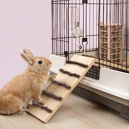 Hamiledyi Rabbit Ramp Wooden Cage Bridge Guinea Pig Ramp Rodents Climbing Ladder for Bunny Chinchilla Ferret Squirrel Hedgehog Rat