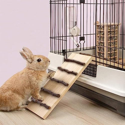 Hamiledyi Rabbit Ramp Wooden Cage Bridge Guinea Pig Ramp Rodents Climbing Ladder for Bunny Chinchilla Ferret Squirrel Hedgehog Rat