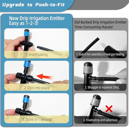 20PCS Push-to-Fit Drip Irrigation Emitters for 1/4 inch Irrigation Tubing, Two-Way Connection Adjustable Vortex Drip Emitters with Stake, Irrigation Dripper Sprinklers for Drip Irrigation System - size: 20PCS Two-Way Drip Irrigation Vortex Emitters