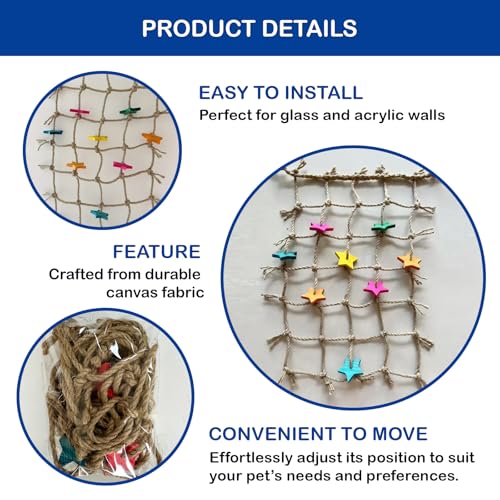 Bird Climbing Rope Net Climbing Rope Ladder,Size - 18''X20'' Parakeet Cage Hanging Toys for Rats Parakeet Cockatiel Cockatoo Conure African Grey Budgie