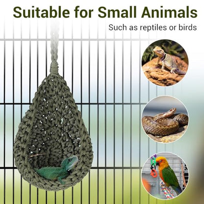 MiOYOOW Bearded Dragon Hammock, Swing Hanging Reptile Bed, Reptile Tank Accessories for Small Animals Amphibian, Lizards, Geckos, Snakes - color: black