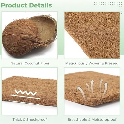 3Pcs Reptile Carpet Mat Chicken Coop Nesting Coconut Fiber Liner Easy Clean Cuttable Reusable for Hen Egg Laying Breeding Pet Bird Garden Agriculture 10Inch(25cm) X10Inch(25cm)