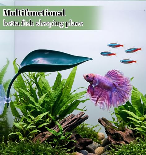 3 Pcs African Dwarf Frog Tank Accessories, Multifunctional Crested Gecko Tank Accessories, PVC Leaf Basking Platform with Suction Cups for African Dwarf Frog & Crested Gecko Tanks (4.8 x 2.8 Inches)