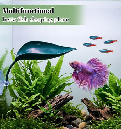3 Pcs African Dwarf Frog Tank Accessories, Multifunctional Crested Gecko Tank Accessories, PVC Leaf Basking Platform with Suction Cups for African Dwarf Frog & Crested Gecko Tanks (4.8 x 2.8 Inches)