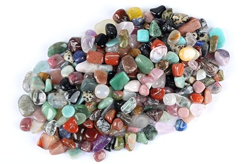 ZenQ 1 lb Crystal Chips, Tumbled Stone Chips for Crafts | Polished, Undrilled Gemstones for Resin Art, Vase Filler, Plant Decor, Candle Making, and DIY Projects - color: Assorted