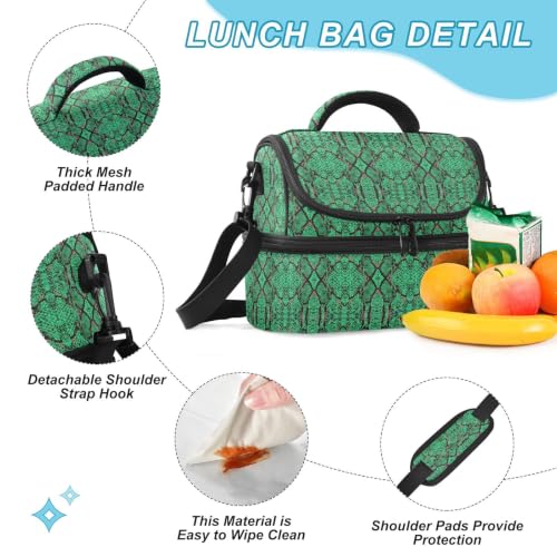 Emelivor Snake Insulated Lunch Bag Container Tote for Men | 8L Double Deck,Large Lunch Box with Shoulder Strap,Thermal Meal Prep Cooler,Suitable for School Work Picnic Office Travel