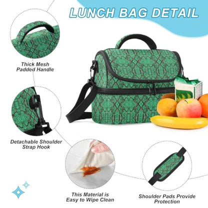 Emelivor Snake Insulated Lunch Bag Container Tote for Men | 8L Double Deck,Large Lunch Box with Shoulder Strap,Thermal Meal Prep Cooler,Suitable for School Work Picnic Office Travel
