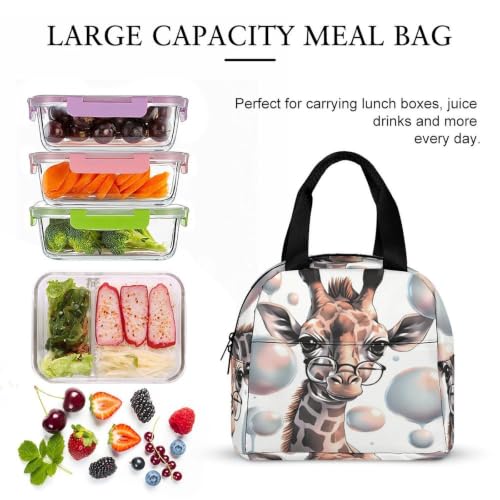 Giraffe Lunch Bag for Women Men | Insulated Lunch Box Leakproof Food Meal Containers Reusable Foldable 6L Capacity Lunch Tote Bags for Work Picnic Travel - color: style-17