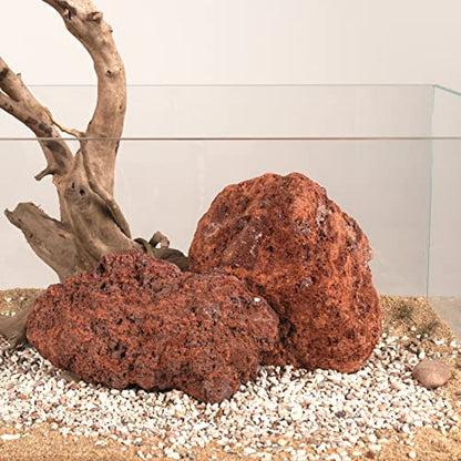 Red Lava Stone Natural Aquascaping Rock 16lb Planted Aquarium Decor | Porous rock; cichlid and terrarium - size: 03 Red Lava Stones（3-10inch,16lbs）