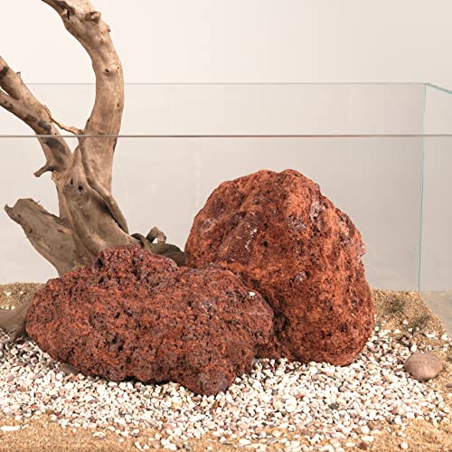 Red Lava Stone Natural Aquascaping Rock 16lb Planted Aquarium Decor | Porous rock; cichlid, shrimp and terrarium - size: 03 Red Lava Stones（3-10inch,16lbs）