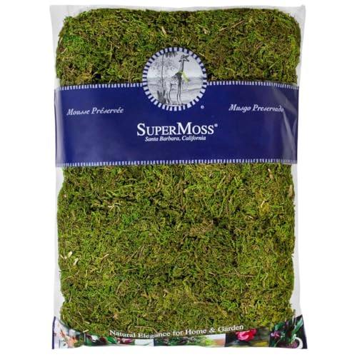 SuperMoss (22166) Feather Moss | Natural Green Moss Sheets for Crafts, Fairy Garden Decor, Wedding Table Runners, Reptile Tank Accessories, and Indoor Plant Soil Cover, 1,400 cu. in., Fresh Green - size: 1,400 cu. in.