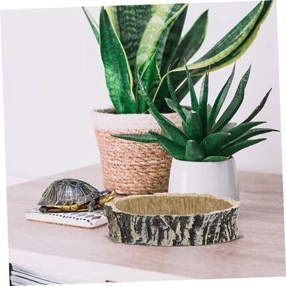 MERRYHAPY Reptile Food and Water Dish Durable Resin Tortoise Feeder for Lizards Frogs and Geckos Practical Storage Container for Reptile Pets