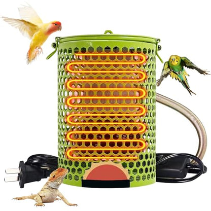 Hamiledyi Ceramic Heat Lamp Bulb with Lampshade,Reptile Heat Lamp Guard 100W Bird Cage Heater Adjustable Temperature Anti-Scald Heating Bulb No Light Emitter for Reptile,Bearded - color: Green