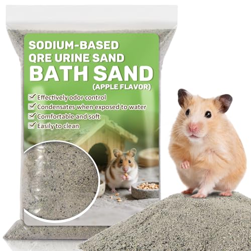 Sukh Hamster Desert Sand - Coarse Bedding Sand, Hamster Hides & Cleaning | Dust Free Sand Bath for Hamster, Guinea Pig, Chinchilla, Syrian Mice, Small Pet Cage Bedding Accessories,14oz apple scent - color: Grey