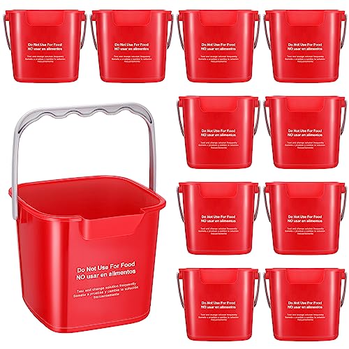 Lallisa 12 Pcs 3 Quart Cleaning Bucket Small Sanitizing Square Bucket Detergent Pail for Home Office Commercial Restaurant Kitchen Bathroom School (Red) - color: Red