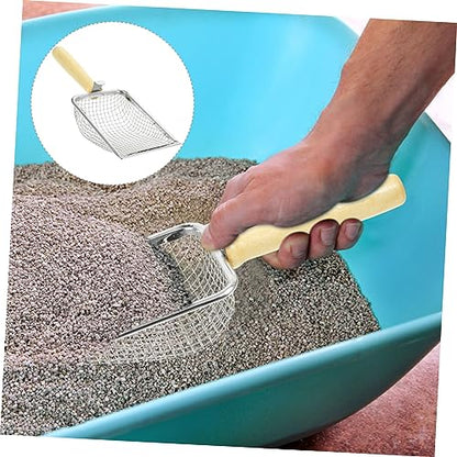 GANAZONO Stainless Steel Cat Litter Scoop Handle Lightweight Design for Easy Cleanup of Cat and Reptile Waste Fine Mesh for Efficient Sifting for Litter Boxes and Reptile Containers