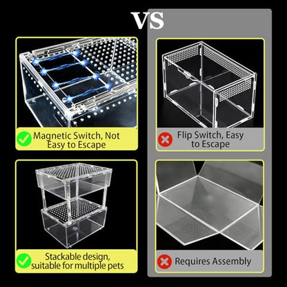 Reptile Terrarium Kit Small Gecko Tank Tarantula Isopods Insect Enclosure | Hermit Crab Tank,Acrylic,Box Packaging,with Moss Bottle Stands Tweezer Thermometer Hideout Food Bowl,for Frog Scorpion