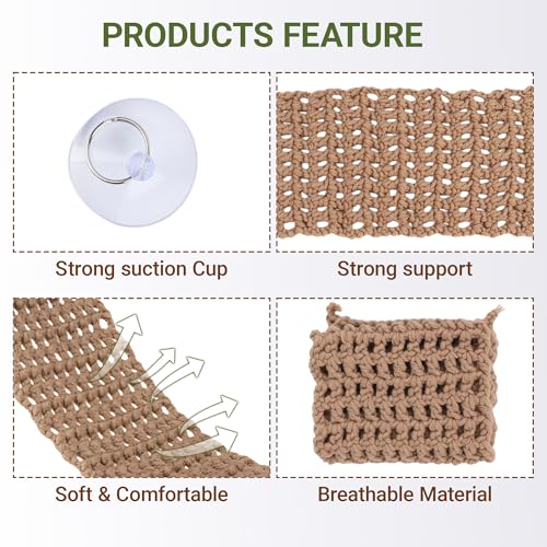 Cotton Reptile Hammock, Bearded Dragon Basking Bed & Snake Accessory | Washable 5.12"x17.72" strong suction bed for crested geckos & chameleons. Ideal vivarium tank accessories decor, snag-free
