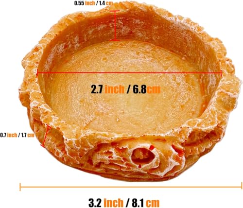 Reptile Water Dish Food Bowl Bearded Dragon Bowls, 2 Pack Reptile Food Bowl for Hermit Crab Bearded Dragon Lizard Gecko Frog Tortoise (Orange, S) - color: orange