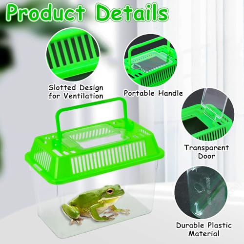 20 Pack Plastic Fish Tank, Small Reptile Terrariums Carrier Cage | Tarantula Enclosure Snake Breeding Case, Mini Fish Box for Pets, 5.9" x 3.5" x 4.3", Fish Bowls