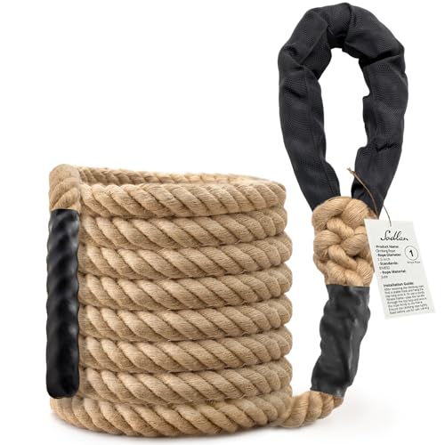 Climbing Rope Gym Workout - 10FT 15FT 20FT 25FT 30FT 35FT Heavy Duty Jute Thick Ropes for Adults Strength Training Outdoor Tree Swing Indoor Home Fitness Exercise - 1.5 Inch - size: 15FT