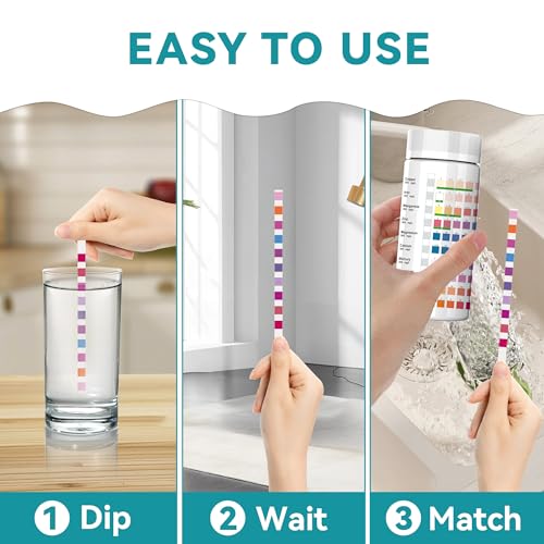 Heavy Metals Water Test Strips (100 Strips) -10in1 Home Water Testing Kit for Iron, Mercury, Lead, Copper, Chromium, Cadmium, Magnesium, Calcium, Manganese and Zinc