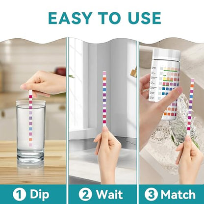 Heavy Metals Water Test Strips (100 Strips) -10in1 Home Water Testing Kit for Iron, Mercury, Lead, Copper, Chromium, Cadmium, Magnesium, Calcium, Manganese and Zinc