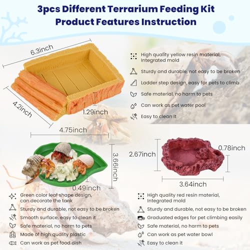 5 Pack Hermit Crab Water Pool Hermit Crab Food Bowl Dish Reptile Terrarium Water Bowls Reptile Starter Kits Accessories for Hermit Crab Leopard Gecko Frog Spider Lizard Turtle Bearded Dragon etc