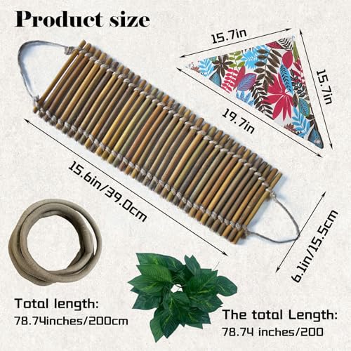 Reptile Climbing Bridge, Bamboo Lizard Ladder Bridge Bearded Dragon Hammock Lizard Lounger Hanging Terrarium Vines Decor Reptiles Habitat Tank Accessories for Gecko Chameleon(4PCS) - style: L【15.6 x 6.1 In】