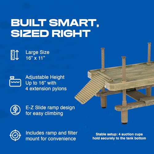 Penn-Plax Reptology Aquatic Turtle Pier and Basking Platform | Floating Above Tank | Decorative, Functional, and Naturally Inspired for Aquariums and Terrariums | Large Size (REP603) - style: Turtle Pier - Large
