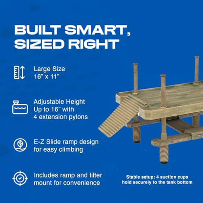 Penn-Plax Reptology Aquatic Turtle Pier and Basking Platform | Floating Above Tank | Decorative, Functional, and Naturally Inspired for Aquariums and Terrariums | Large Size (REP603) - style: Turtle Pier - Large