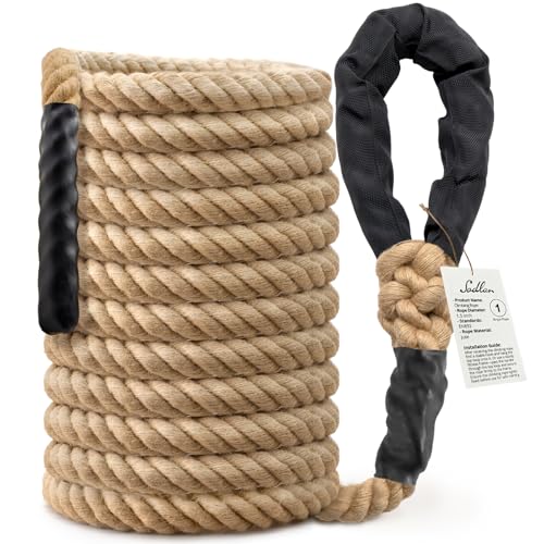 Climbing Rope Gym Workout - 10FT 15FT 20FT 25FT 30FT 35FT Heavy Duty Jute Thick Ropes for Adults Strength Training Outdoor Tree Swing Indoor Home Fitness Exercise - 1.5 Inch - size: 35FT