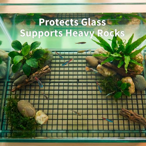 12 PCS 11.8"×11.8" Fish Tank Divider – Egg Crate Plastic Grid Panels for Aquarium Separation, Rock Support, DIY Filtration Platforms & Bottom Protection (Black)
