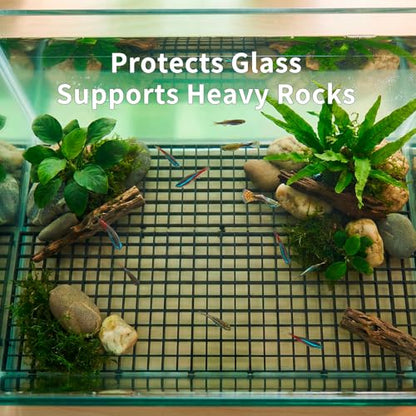 12 PCS 11.8"×11.8" Fish Tank Divider – Egg Crate Plastic Grid Panels for Aquarium Separation, Rock Support, DIY Filtration Platforms & Bottom Protection (Black)