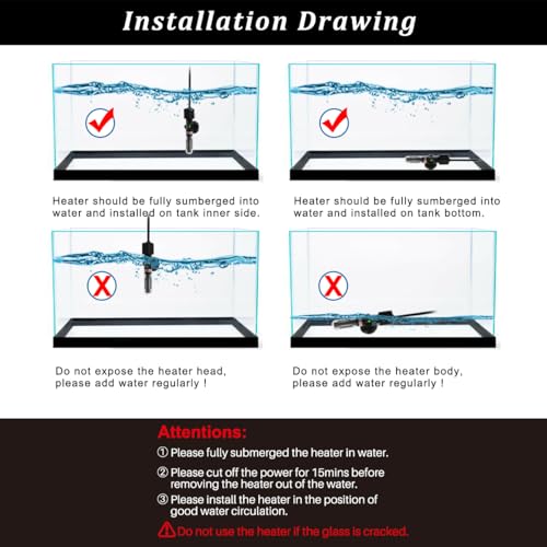 25Watt Mini Aquarium Submersible Betta Heater with Free Thermometer Strip for 1-6 Gallon Fish Tanks (Preset Temperature 78℉)