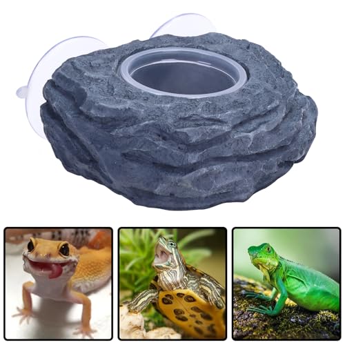 AIICIOO Crested Gecko Feeder Ledge Single Bowl Reptile Food Dish with 3PCS Reptile Feeding Cup Pet Water Dish for Bearded Dragon Snake Frog Tortoise Lizard Chameleon - size: Single Bowl Feeding Ledge