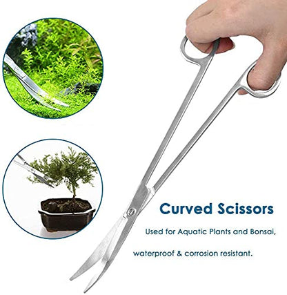 7 in 1 Aquarium Aquascaping Tools Kits,Stainless Steel Aquarium Plant Tools Tweezers Scissors Scrapers for Aquarium Tank Clean Fish Tank Aquascape Tools Sets