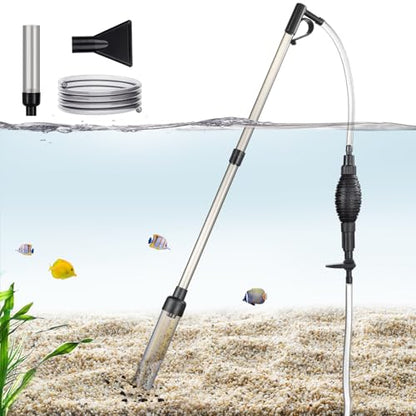 Carefree Fish Aquarium Gravel Vacuum Sand Cleaner with 6Ft Pipe Fish Tank Water Changer Adjustable Length ABS(for 3~8Gal Tank) - size: 3~8Gal