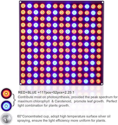LED Grow Light, Grow Light for Indoor Plants Full Spectrum Plant Light for Seedling, Hydroponic, Greenhouse, Succulents, Flower