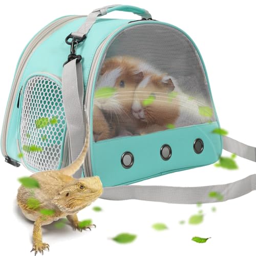 Guinea Pig Carrier,Guinea Pig Carrier for 2,Ventilation Carrier for Bearded Dragon,Reptile Travel Carrier for Lizards Sugar Glider Hedgehog Rat Parrot Birds,Airline Approved Green - color: Green
