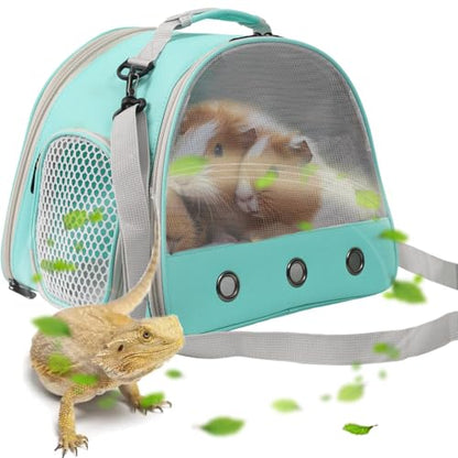 Guinea Pig Carrier,Guinea Pig Carrier for 2,Ventilation Carrier for Bearded Dragon,Reptile Travel Carrier for Lizards Sugar Glider Hedgehog Rat Parrot Birds,Airline Approved Green - color: Green