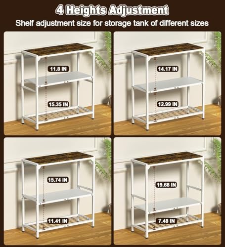 20-30 Gallon Aquarium Stand with 3-Tier Adjustable Storage Shelf | Heavy Duty Fish Tank Stand, Reptile Breeder Turtle Tank Terrarium Rack Table for Home Office, 31" L x 13" W x 32.2" H, White