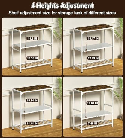 20-30 Gallon Aquarium Stand with 3-Tier Adjustable Storage Shelf | Heavy Duty Fish Tank Stand, Reptile Breeder Turtle Tank Terrarium Rack Table for Home Office, 31" L x 13" W x 32.2" H, White