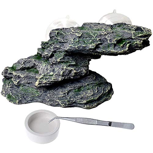 PINVNBY Basking Platform for Turtles Tortoise Dock Resin Resting Rock Reptile Habitat Climbing Ornament Floating Ledge Aquarium Decoration with 2 Pcs Suction Cups for Frogs, Newts,Lizard(3 Pcs) - color: 【Bronze】, size: 【M:8.2”Lx3.3”Wx3.1”H】