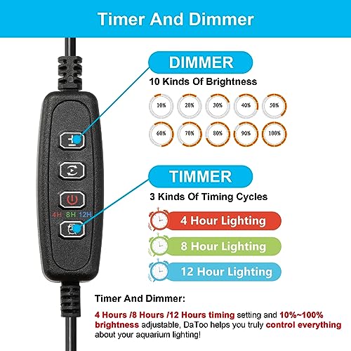 DaToo 6W 11inch Submersible Aquarium Light Underwater Fish Tank Light LED Aquarium Light Bar with Timer Auto On/Off and Dimmer Adjustable Brightness, 1 Yr Warranty - size: 6W 11inch (With Timer&Dimmer)