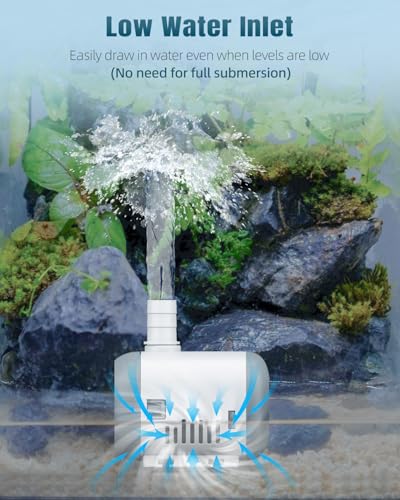 Pawfly Small Fountain Pump, 130 GPH Submersible Water Pump for Fountain, 8 W Mini Water Pump with 2.6 ft. High Lift, Quiet Water Fountain Pump for Aquarium Fish Tank & Waterfall - size: 130 GPH