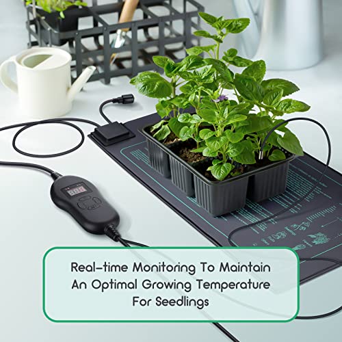 LUXBIRD 2 Pack Seedling Heat Mats with Digital Thermostat Controller, 10" x 20.75" 30W for Seed Starting, Germination, Hydroponics, Brewing, Breeding, Greenhouses (LB-HT02) - size: 2 Pack-10x20.75